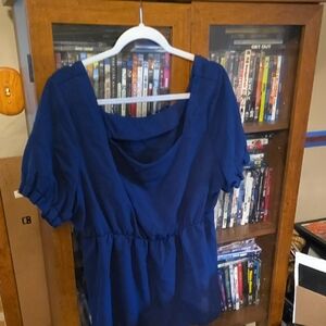 SHEIN Blue Ruffled Relaxed Blouse